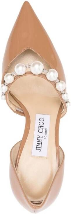 Jimmy Choo Elegante Beige Leren Hakken met Versieringen Beige Dames