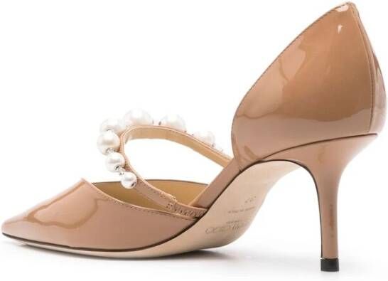 Jimmy Choo Elegante Beige Leren Hakken met Versieringen Beige Dames