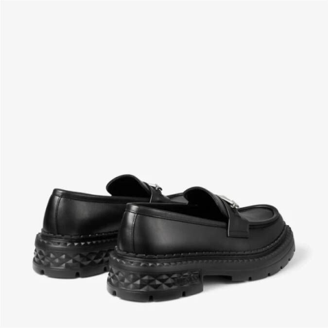 Jimmy Choo Elegante leren mocassins met diamantafwerking Black Dames