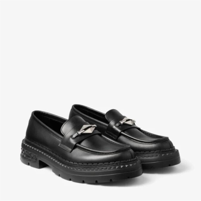 Jimmy Choo Elegante leren mocassins met diamantafwerking Black Dames