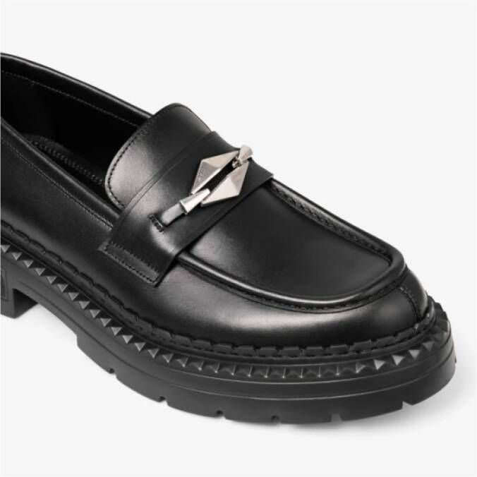 Jimmy Choo Elegante leren mocassins met diamantafwerking Black Dames