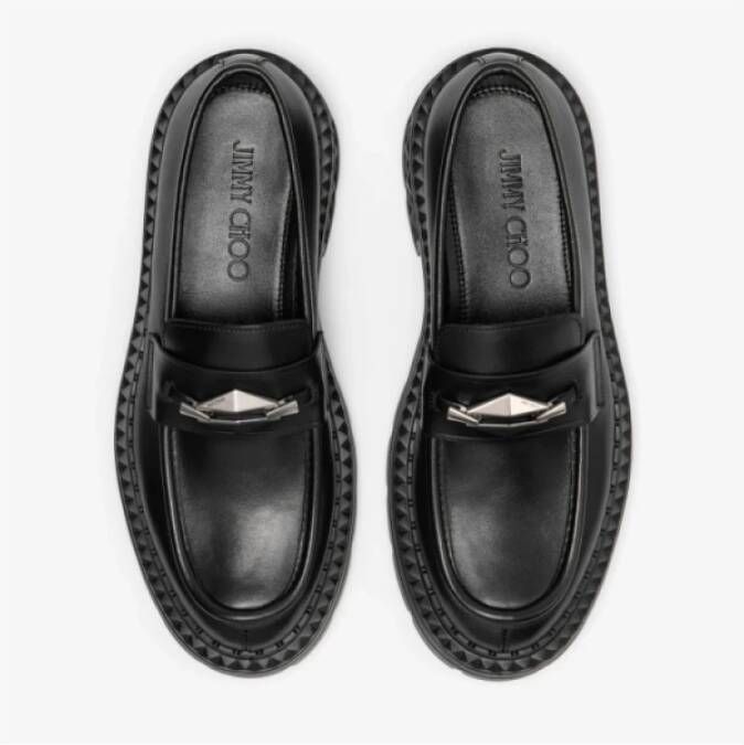 Jimmy Choo Elegante leren mocassins met diamantafwerking Black Dames