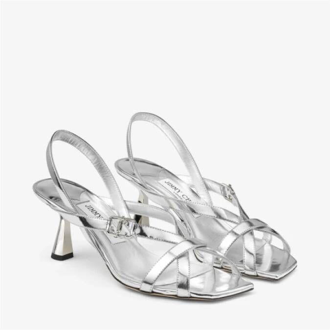 Jimmy Choo Elegante Sculpturale Leren Sandalen Gray Dames