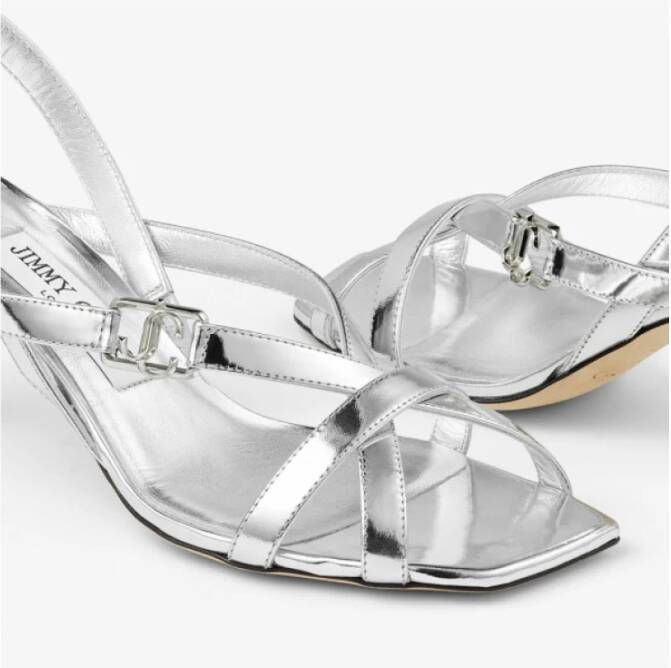 Jimmy Choo Elegante Sculpturale Leren Sandalen Gray Dames