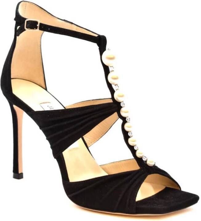 Jimmy Choo Elegante Zwarte Leren Sandalen Black Dames