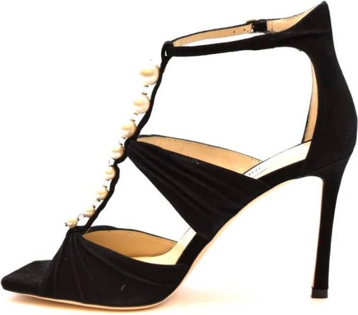 Jimmy Choo Elegante Zwarte Leren Sandalen Black Dames