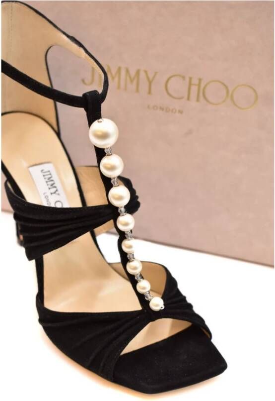 Jimmy Choo Elegante Zwarte Leren Sandalen Black Dames