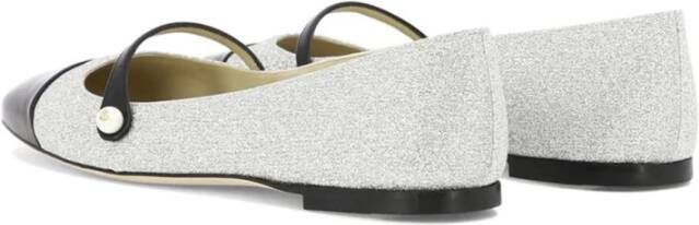 Jimmy Choo Elegante Zwarte Zilveren Ballerina Flats White Dames