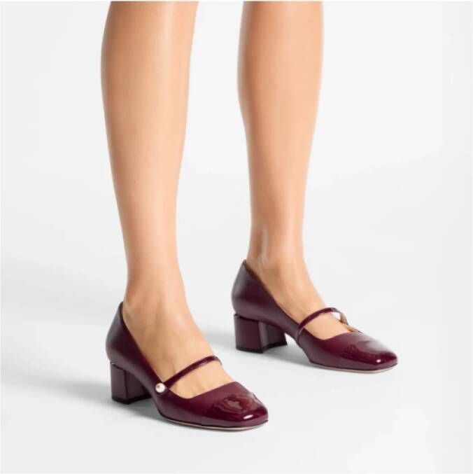 Jimmy Choo Elisa leren pumps met parelversiering Red Dames