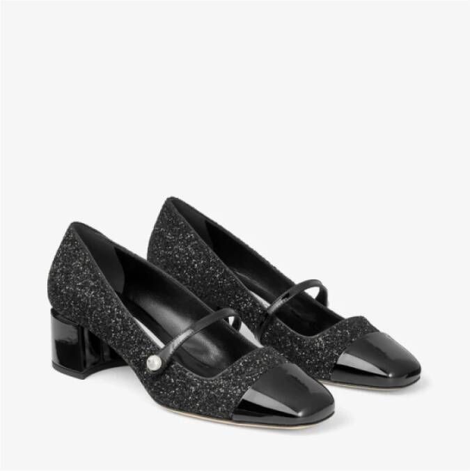 Jimmy Choo Elisa Pailletten Leren Pumps met Parels Black Dames