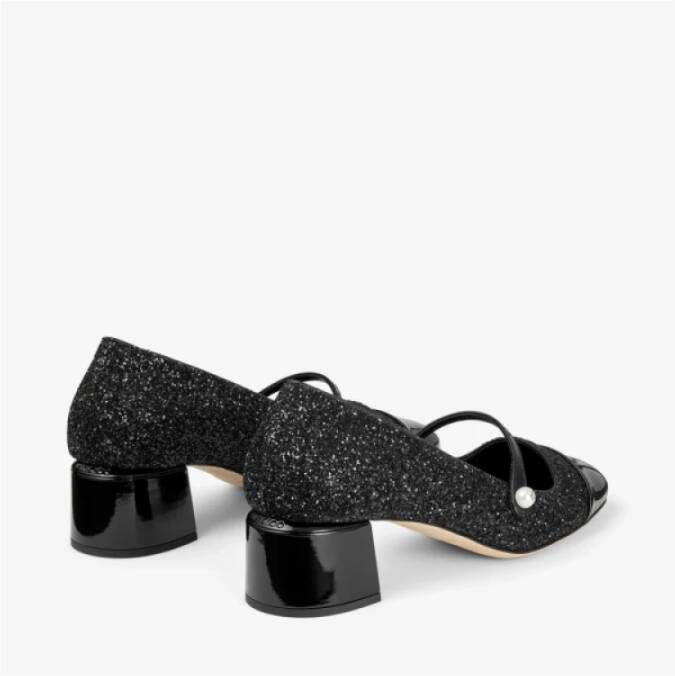 Jimmy Choo Elisa Pailletten Leren Pumps met Parels Black Dames