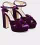 Jimmy Choo Fluwelen Plateau Sandalen Paarse Kruisbanden Purple Dames - Thumbnail 2