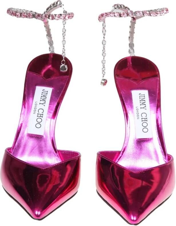 Jimmy Choo Fucsia Leren Pumps Enkelband Pink Dames