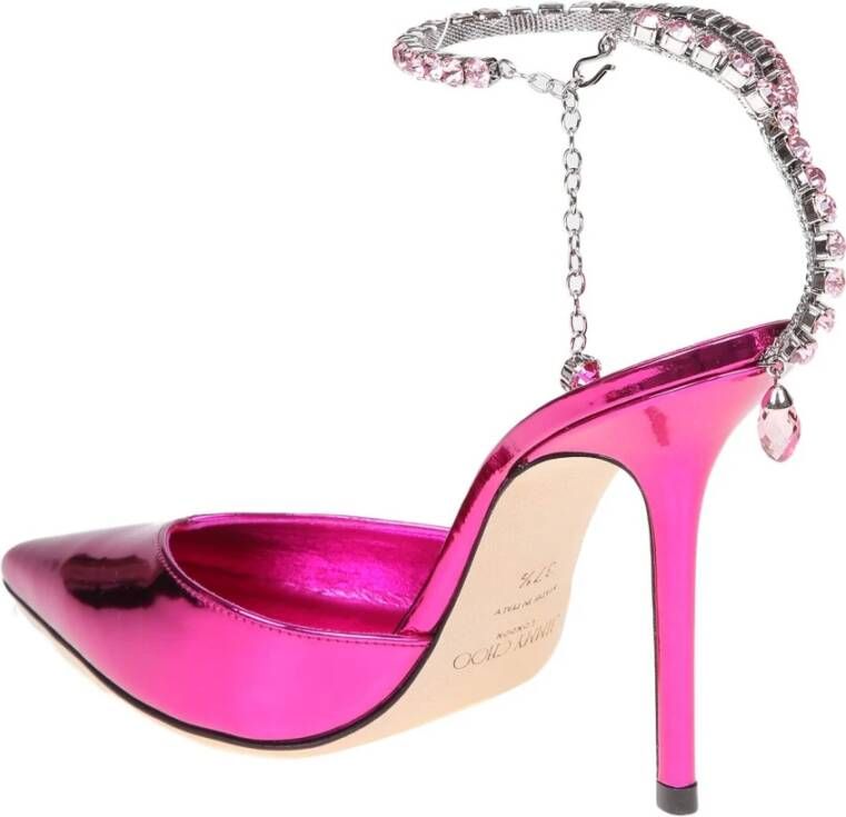 Jimmy Choo Fucsia Leren Pumps Enkelband Pink Dames