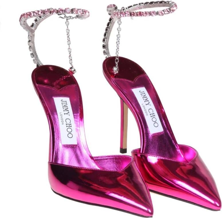 Jimmy Choo Fucsia Leren Pumps Enkelband Pink Dames