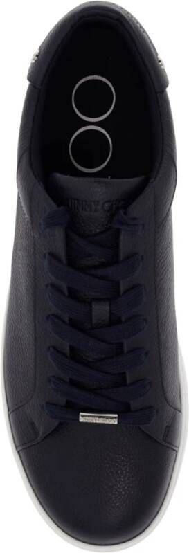 Jimmy Choo Gehamerde leren sneakers met metalen detail Blue Heren