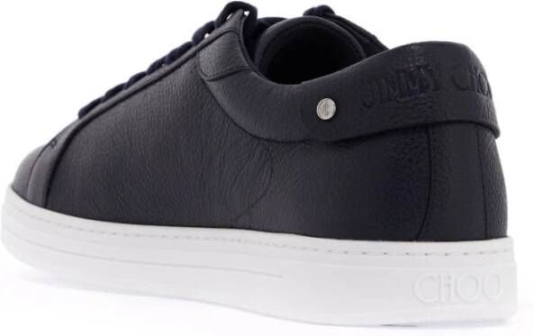 Jimmy Choo Gehamerde leren sneakers met metalen detail Blue Heren