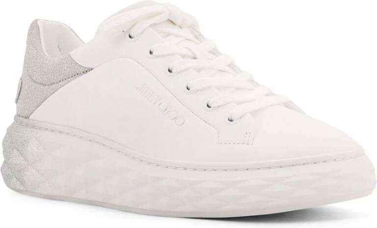 Jimmy Choo Glitter Detail Leren Sneakers White Dames