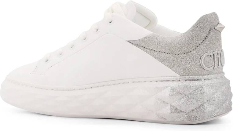 Jimmy Choo Glitter Detail Leren Sneakers White Dames