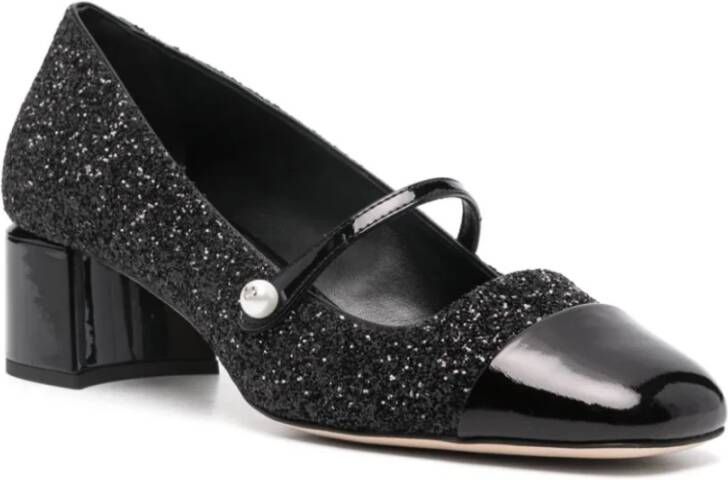 Jimmy Choo Glitter leren pumps Zwart Vierkante neus Black Dames