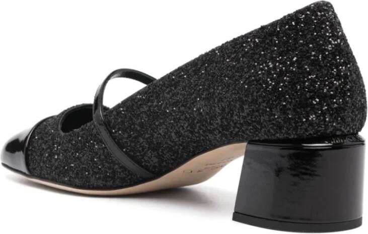 Jimmy Choo Glitter leren pumps Zwart Vierkante neus Black Dames