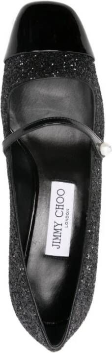 Jimmy Choo Glitter leren pumps Zwart Vierkante neus Black Dames