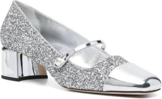 Jimmy Choo Glitter Patent Leren Schoenen met Parel Detail Gray Dames