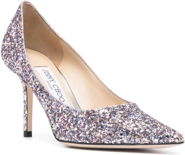 Jimmy Choo Glitter Puntige Neus Hoge Hak Gray Dames