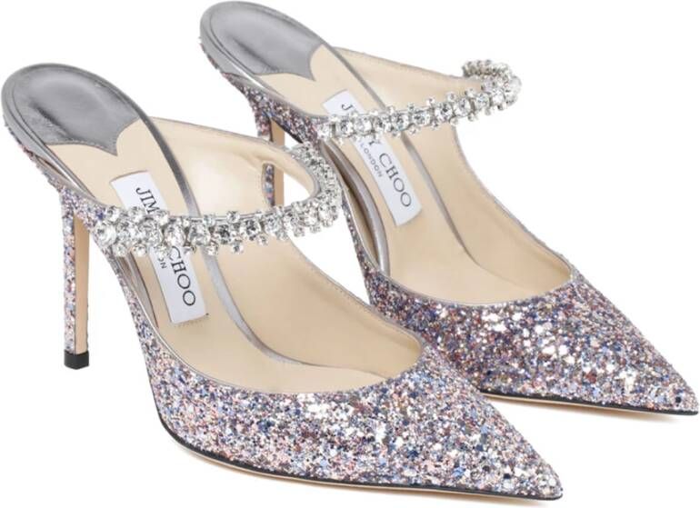 Jimmy Choo Glitter Stiletto Mules Crystal Strap Multicolor Dames