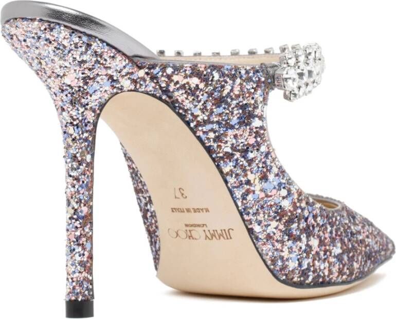 Jimmy Choo Glitter Stiletto Mules Crystal Strap Multicolor Dames