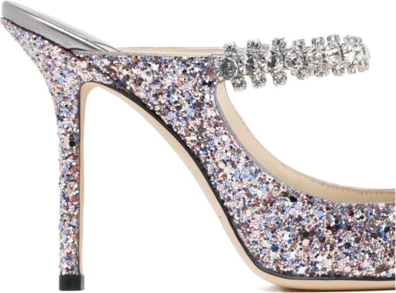 Jimmy Choo Glitter Stiletto Mules Crystal Strap Multicolor Dames