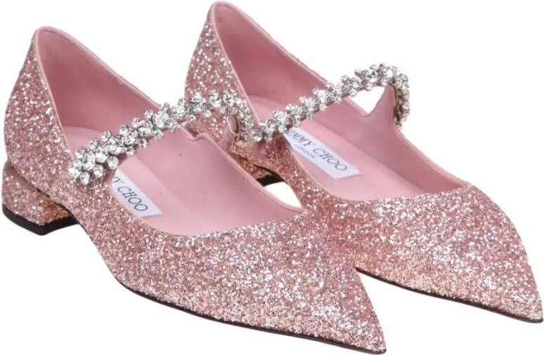 Jimmy Choo Glitterige Roze Ballerina Sandalen Pink Dames