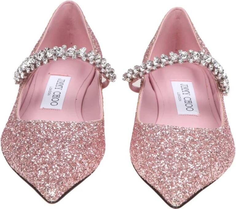 Jimmy Choo Glitterige Roze Ballerina Sandalen Pink Dames