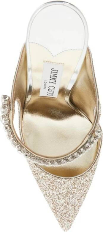 Jimmy Choo Glitterstof Muiltjes met Kristalband Yellow Dames