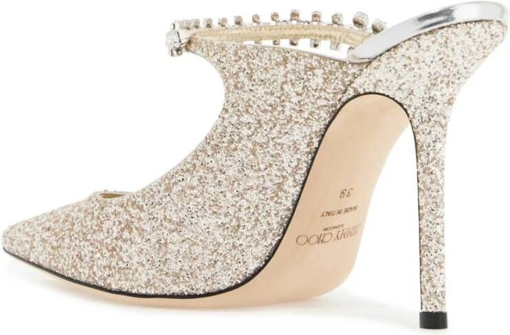 Jimmy Choo Glitterstof Muiltjes met Kristalband Yellow Dames