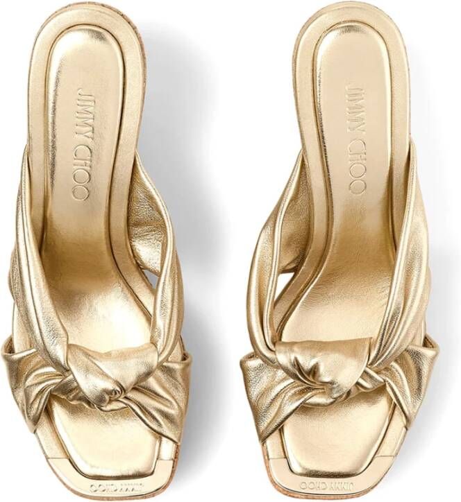 Jimmy Choo Gouden Avenue Sleehak Sandalen Yellow Dames