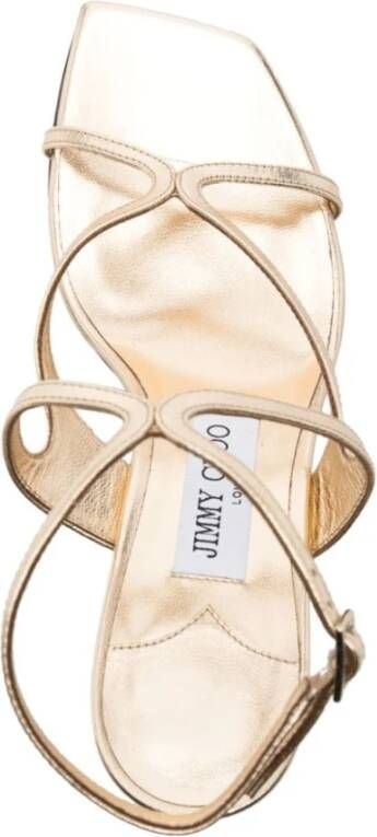 Jimmy Choo Gouden Metallic Kruis Sandalen Beige Dames