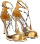 Jimmy Choo Gouden Metallic Leren Sandaal met Vierkante Tip Yellow Dames - Thumbnail 2