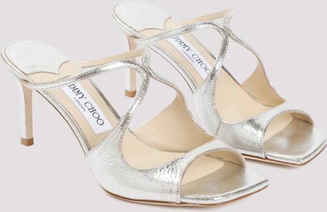 Jimmy Choo Grijze Champagne Leren Anise Sandalen Beige Dames