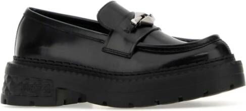 Jimmy Choo Klassieke Zwarte Leren Loafers Black Dames