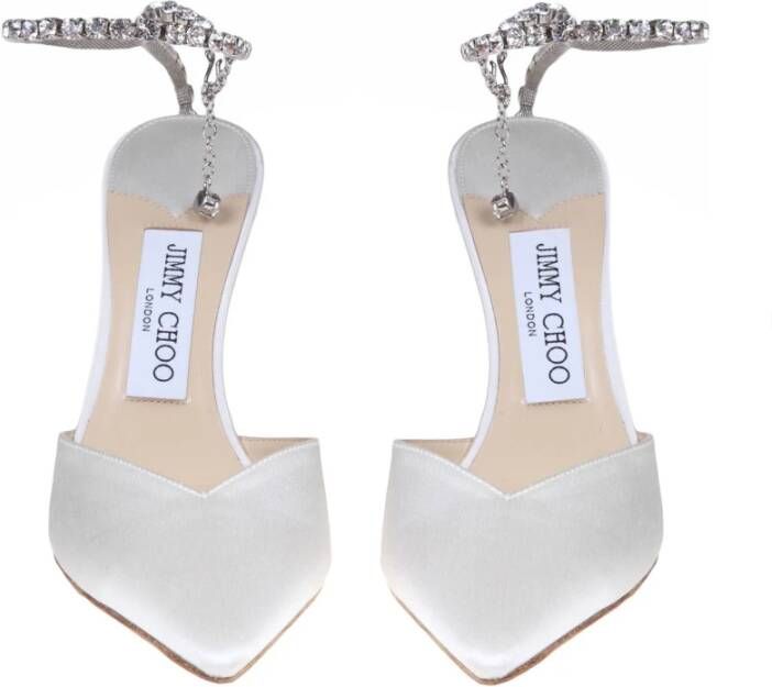 Jimmy Choo Kristal Enkelband Ivoor Pumps Beige Dames