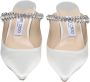 Jimmy Choo Kristalband Ivoor Satijnen Muiltjes Beige Dames - Thumbnail 3