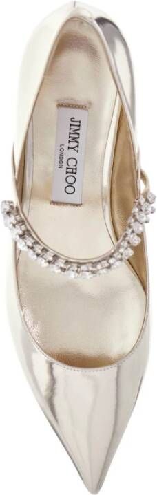 Jimmy Choo Kristalband Puntige Leren Hakken Gray Dames