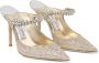 Jimmy Choo Metallic Leren Strass Pantoffels Gray Dames - Thumbnail 2