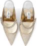 Jimmy Choo Metallic Leren Strass Pantoffels Gray Dames - Thumbnail 4