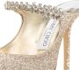 Jimmy Choo Metallic Leren Strass Pantoffels Gray Dames - Thumbnail 5