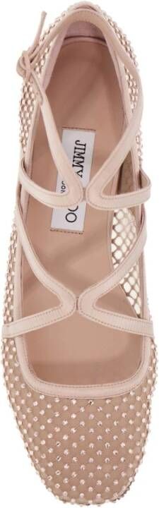 Jimmy Choo Kristalnet Mesh Ballerina Flats Pink Dames