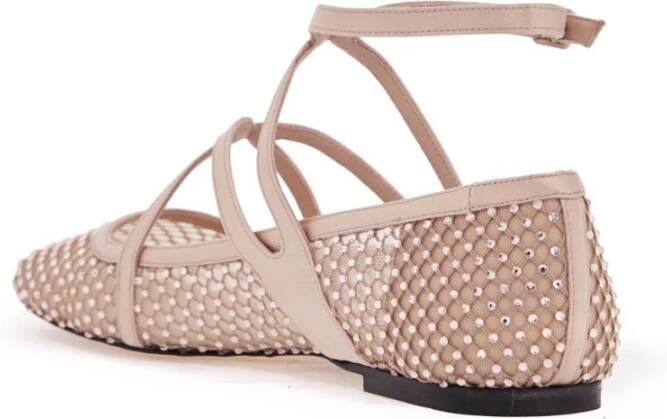 Jimmy Choo Kristalnet Mesh Ballerina Flats Pink Dames