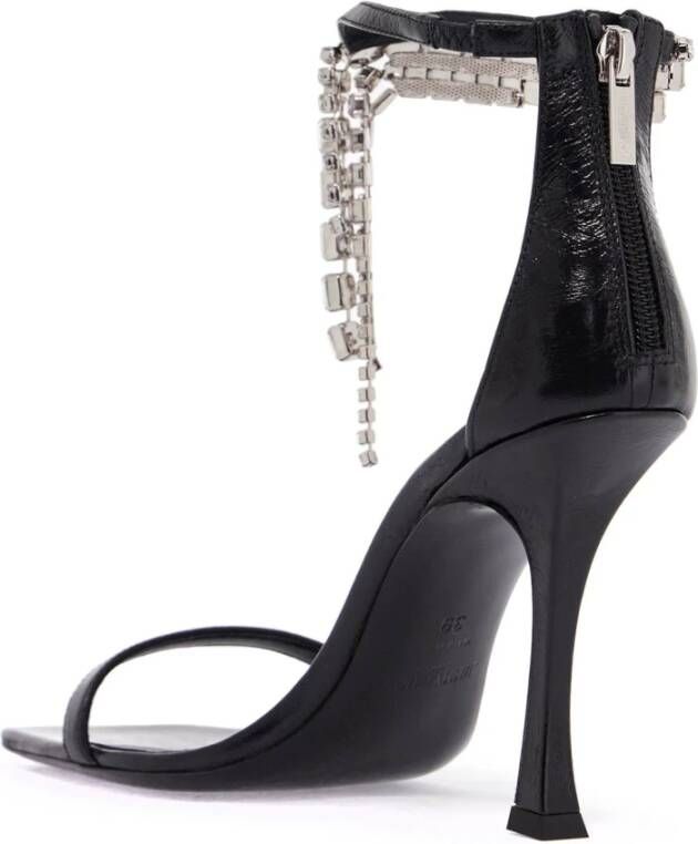 Jimmy Choo Kristalversierde Leren Sandalen Black Dames