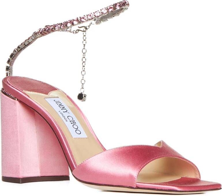 Jimmy Choo Kristalversierde Roze Sandalen Pink Dames